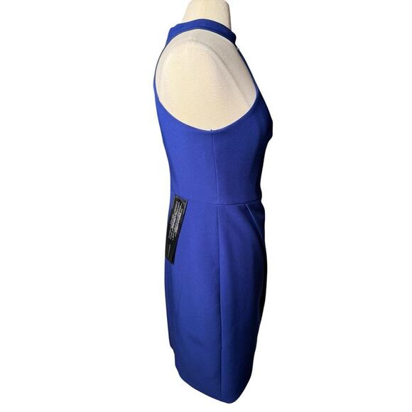 BCBGMAXAZRIA NEW Makenna Halter Dress Blue Asymmetrical Hem Size 8 Cocktail - Picture 11 of 11